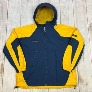 Columbia Lightweight Ripstop Full Zip Hooded Jacket Navy Blue/ Gold Sz XL